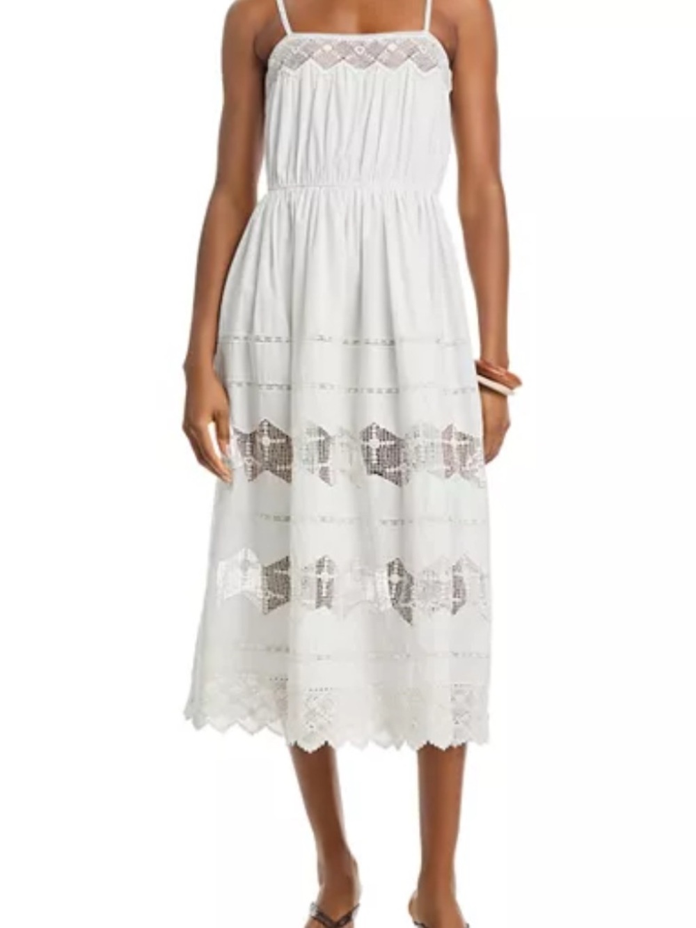 THE GREAT. The Rosette Crochet midi Dress